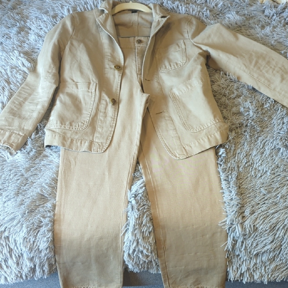 Tan Casual Jacket and Pants Set